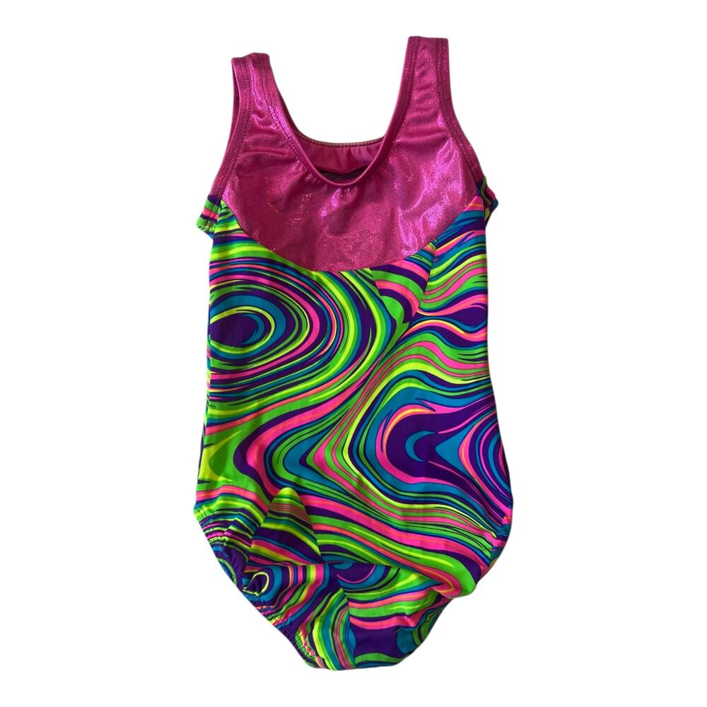 Gymnastics Dance Leotard Snowflake Designs Colorful Abstract Swirl Design XS